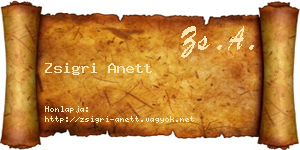 Zsigri Anett névjegykártya
