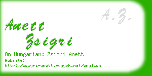 anett zsigri business card